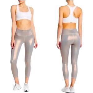 NWOT Micro Metallic Silver Pink Iridescent Zella Athletic Leggings Size Small